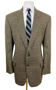 JOHN WEITZ Mens 46L Beige Houndstooth 100% Wool Blazer Sport Coat Suit Jacket - Picture 1 of 10
