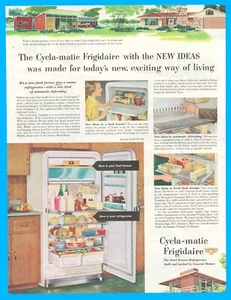 1953 Frigidaire Cycla- matic refrigerator print ad freezer auto defrost kitchen - Picture 1 of 3