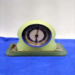 Antique Opaline Uranium Glass Art Deco Small Clock - Picture 1 of 6