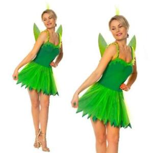  Adult Green Neverland Pixie Fairy Outfit Tinkerbell Fancy Dress Costume