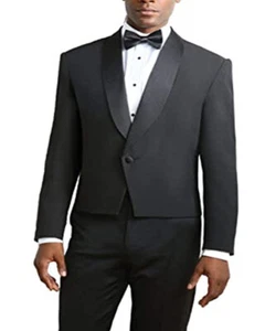 Men's One Button Shawl Black Eton Tuxedo Jacket - Picture 1 of 2