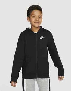 NWT Nike Boys Big Boys Sportswear Club Fleece Full-zip Hoodie Small Black #A4 - Picture 1 of 5