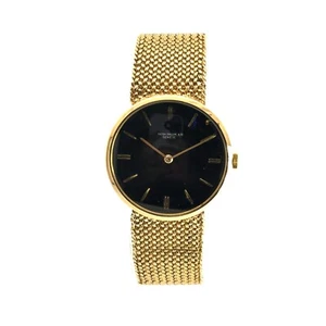 Patek Phillipe 18k Yellow Gold Vintage Black Dial Aftermarket 14k Soldered on Br - Picture 1 of 11