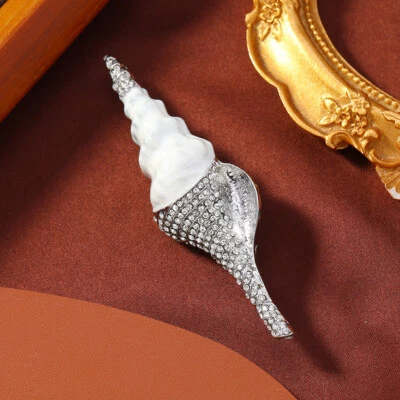 Broche concha strass esmalte vintage broche corpete exclusivo para a praia - Imagem 1 de 4