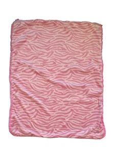 Carters Pink Zebra Animal Print Sherpa Baby Blanket Lovey Throw Ruffle - Picture 1 of 7