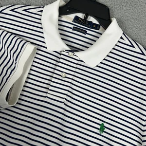 Polo Ralph Lauren Performance Shirt Mens XL Navy White Striped Golf Stretch Logo - Picture 1 of 11