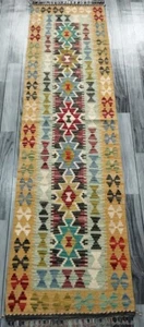Tribal Handmade Afghan/Turkish Runner Kilim Rug, Aztec Wool Rug, Size 212x58 CM - Picture 1 of 6
