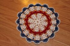 New Hand Crocheted Doily - white red royal patriotic
