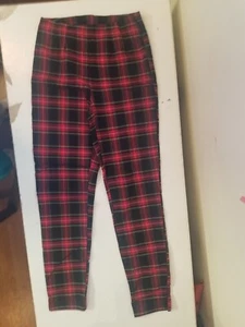Leggings Time Tru taglia 2 rosso multi plaid 26" pollici usati in ottime condizioni - Foto 1 di 5