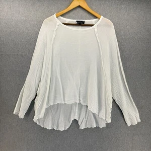 Boheme Damen Top weiß leicht Baumwolle asymmetrischer Saum Made in Italy Größe 3 - Bild 1 von 14