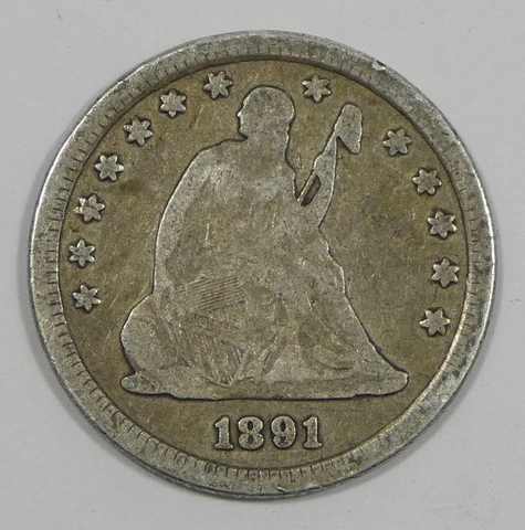 1891 Liberty Seated Quarter GOOD Silver 25c ~ Last Year of Issue Cover