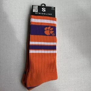 NCAA Clemson University Tigers Orange w Purple Crew Novelty Socks M/L Unisex NEW - Picture 1 of 5