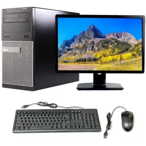 Dell i3 Desktop Computer Tower 8GB RAM 500GB HD 22" Monitor Windows 10 PC Wi-Fi - Picture 1 of 7