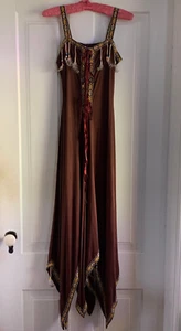 Vintage Je Taime By Nancy Bracoloni Hippie Southwest Feather Boho Maxi Dress 9 - Picture 1 of 11