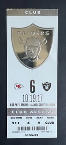 2017 Kansas City Chiefs vs Oakland Raiders Ticket Stub 10/19/17 Mint Condition! - Picture 1 of 2