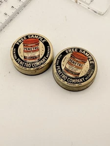 VINTAGE FREE SAMPLE PENETRO SALVE FOR COLDS ADVERTISING TINS MEMPHIS NEW YORK - Picture 1 of 6