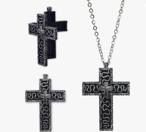 UNDERCOVER 1x Collana Croce Thanos Gioco Calamari con Scomparto Segreto Interno Ciondolo