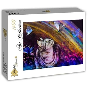 Grafika 1500 Piece Jigsaw Puzzle - Cat And Butterflies - Picture 1 of 1