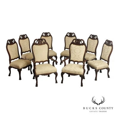 Juego de 8 sillas de comedor vintage de caoba talladas estilo georgiano años 30 Foto 1 de 4