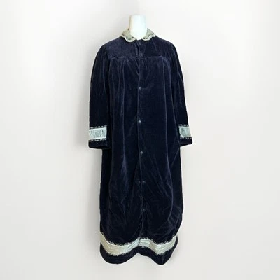 Antique Handmade Velvet Silk Robe Coat Blue Embroidery COSPLAY Renaissance READ - Image 1 of 4