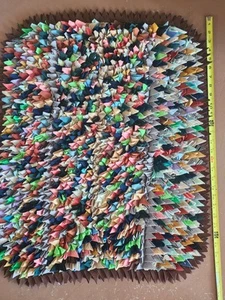 Vintage Multicolor Homemade Sewn Rag Rug Cottage Core - Picture 1 of 5