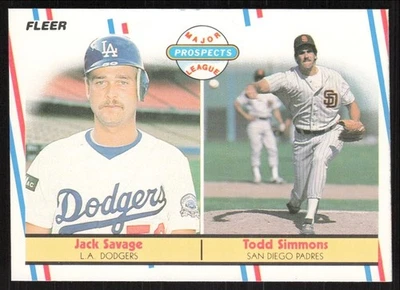 1988 Fleer Jack Savage/Todd Simmons RC Los Angeles Dodgers/San Diego Padres #650 - Image 1 of 2