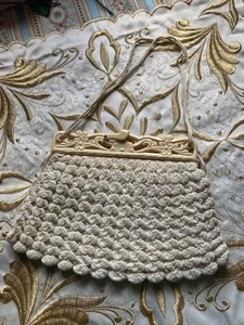 Vintage Häkeltasche/Dekorahmen - Bild 1 von 6