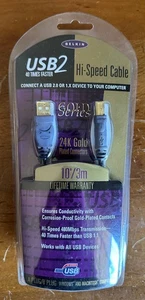 Belkin USB2 USB 40x Faster Hi-Speed 24K Gold Plated Series 10' Cable  - Picture 1 of 2