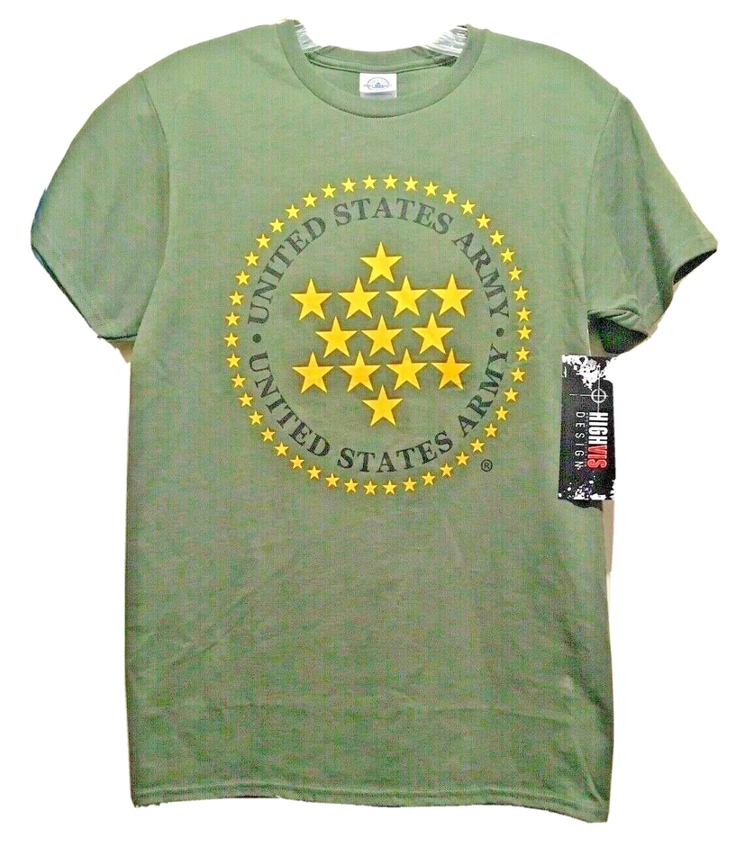 Camiseta Para Hombres Ejército de Estados Unidos Talla Pequeña Militar Verde Dorado Estrellas Delta Pro Peso Nueva con Etiquetas Foto 1 de 4
