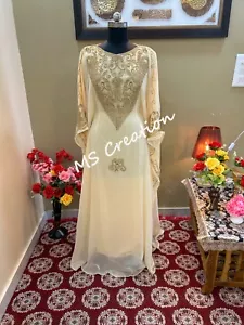 VERKAUF Royal Dubai Perlen Kaftan Abaya Party ausgefallene afrikanische Kleidung Kristall ausgefallen - Bild 1 von 8