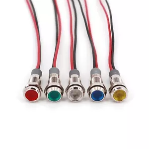 5 pz mini indicatore luminoso segnale LED 6 mm metallo impermeabile 12-24 VDC con filo - Foto 1 di 13