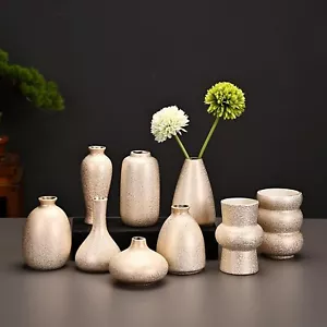 Set of 9 Ceramic Bud Vases for Pampas Grass Flowers, Small Vases in Bulk for ... - Picture 1 of 7