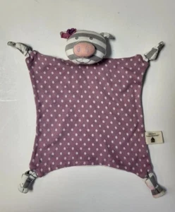 Organic Farm Buddies Penny Pig Purple Polka Dot Gray Stripe Lovey Blanket Stains - Picture 1 of 13