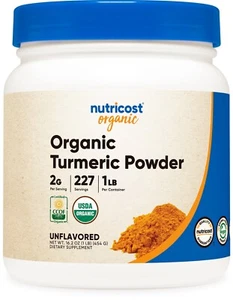 Nutricost Organic Turmeric Powder 1 LB (16oz) - Food Grade, Gluten Free, Non-GMO - Picture 1 of 5
