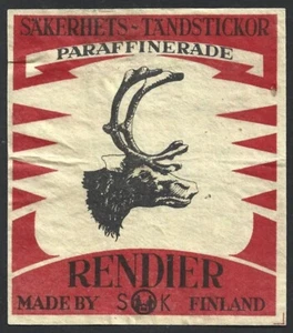 (BL) Finlandia Vintage Matchbox etiqueta - RENDIER - Imagen 1 de 2