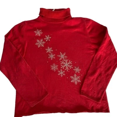 Suéter Christine Alexander Swarovski Cristal Copo de Nieve L Arte Para Usar Lujo  Foto 1 de 4