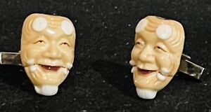 Vintage Toshikane STYLE Noh Mask Cuff Links - Japan