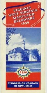 1939 ORIGINAL ROAD MAP/ VIRGINIA /WEST VIRGINIA/ MARYLAND /DELAWARE / ESSO - Picture 1 of 8