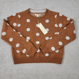 Copper Key Girls Sweater Size Medium Brown Ivory Crew Neck Polka Dots NWT - Picture 1 of 10