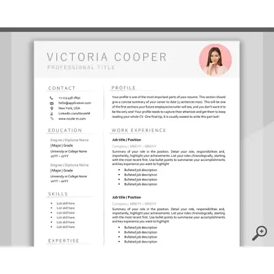 CV TEMPLATE Resume Cover Letter Professional Minimalist Executive MicroSoft Word • 1.98£