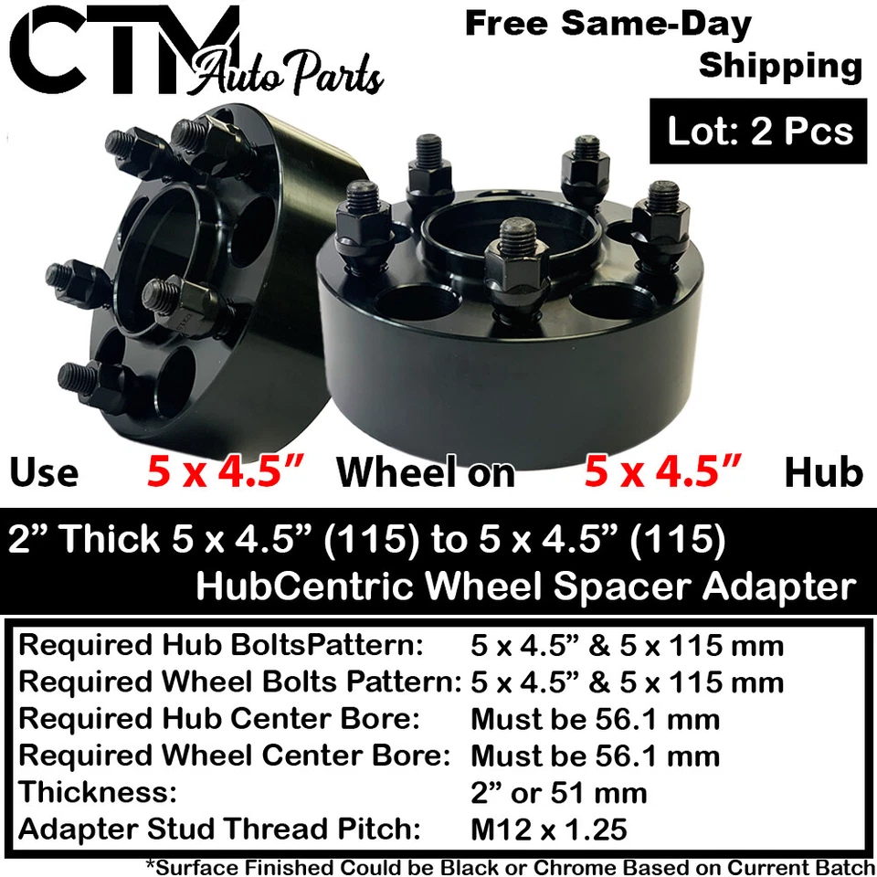 2x 2" 5x4.5" 56.1mm Bore Hubcentric Wheel Adapter Spacer Fit Subaru WRX/Outback - Image 1 of 4