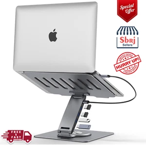 MacBook Pro/Air/Dell/HP/Surface/Lenovo HC 360 Swivel Laptop Stand with USB Hub U - Picture 1 of 24