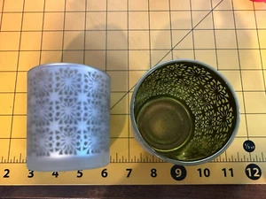 Yankee Candle Frosted Glass w/ Green Inside Votive Candle Holders, Set of 2 - Picture 1 of 5
