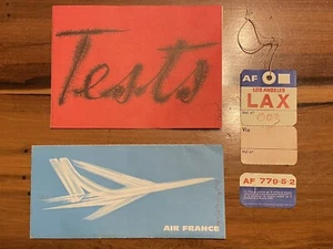 Lot of 1960’s AIR FRANCE Ephemera Luggage Tag Ticket Holder Psychological Tests - Picture 1 of 12