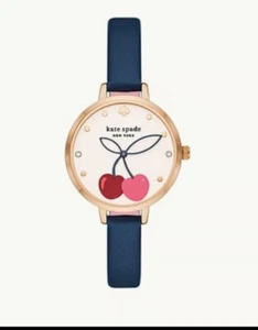 New Kate Spade New York Cherry Navy Leather Women's Watch KSW9057 - Picture 1 of 3