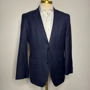 Hugo Boss Men's 40R Blue Check Wool Sport Coat Blazer Jacket 2-Button Drago - Picture 1 of 11
