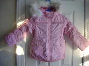 NWT girls coat pink 4T jacket quilt lining hooded w/ removable fur Wonderkids - Picture 1 of 6