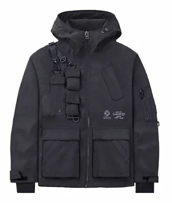 Chaqueta técnica táctica negra mate Niepce NX ropa de calle urbana abrigo con capucha Foto 1 de 4
