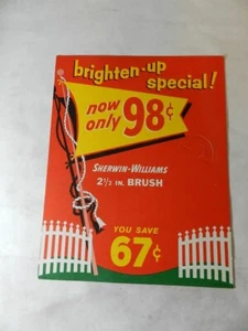 VINTAGE WERBESCHILD - 1950er SHERWIN WILLIAMS PAINT BRUSH STORE DISPLAY SCHILD - Bild 1 von 8