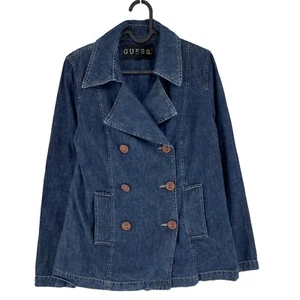 GUESS Vintage Azul Marino 100% Denim Algodón CHAQUETA TALLA S - Imagen 1 de 11